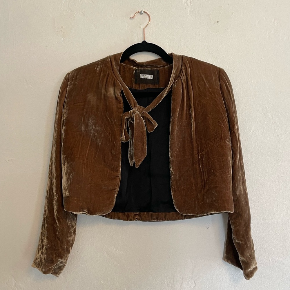 Brown Velvet Cropped Opera Jacket